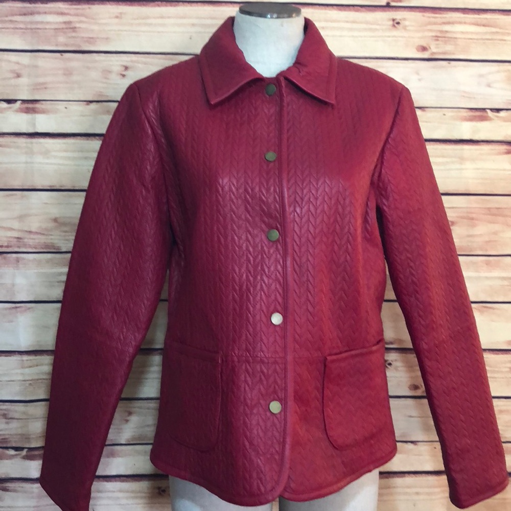 Liz Claiborne Red leather jacket size 14
